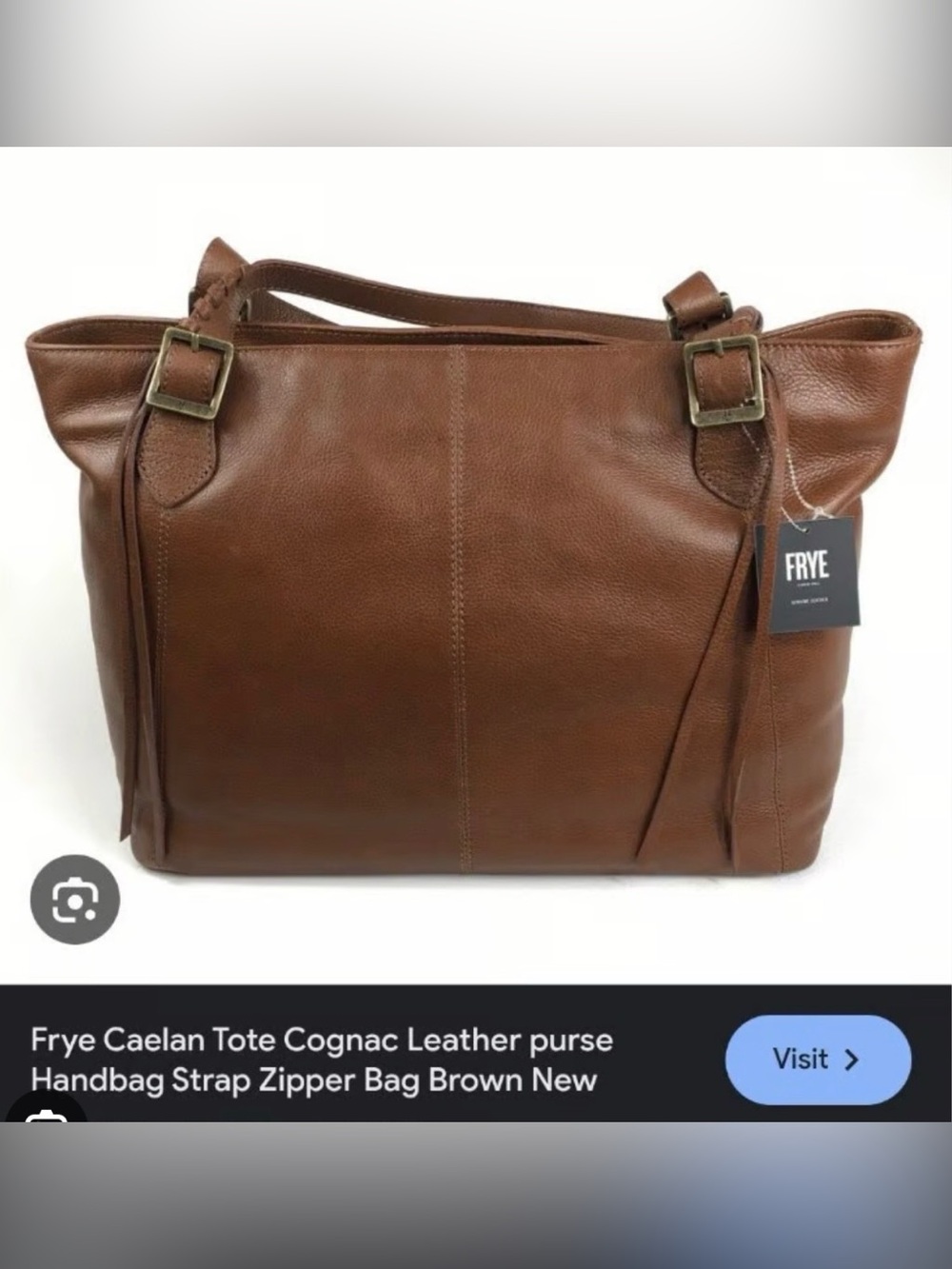 Frye Caelan Leather Tote in Cognac